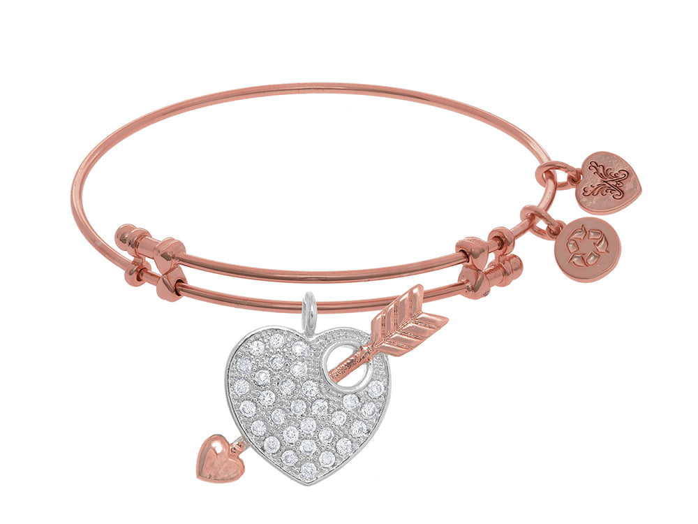 Brass With Pink Finish Charm On Pink Angelica Collection Bangle