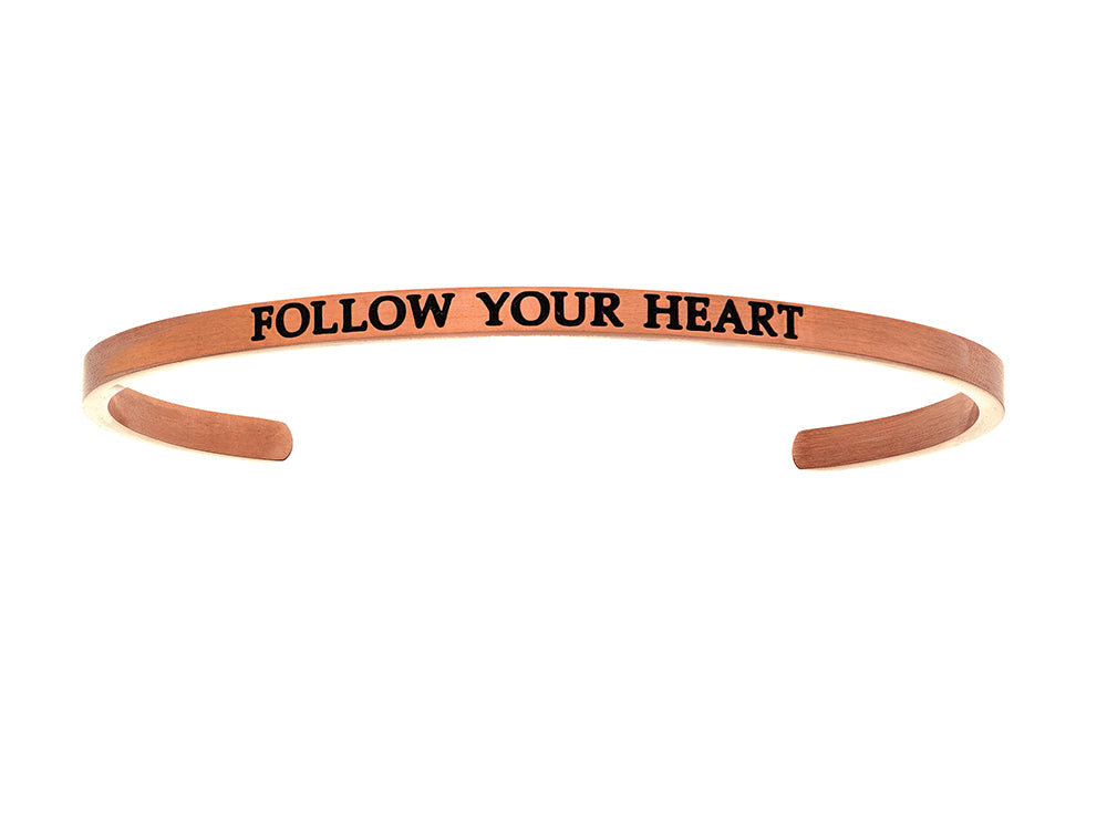 Intuitions Stainless Steel Pink Finish follow Your Heart Cuff Bangle