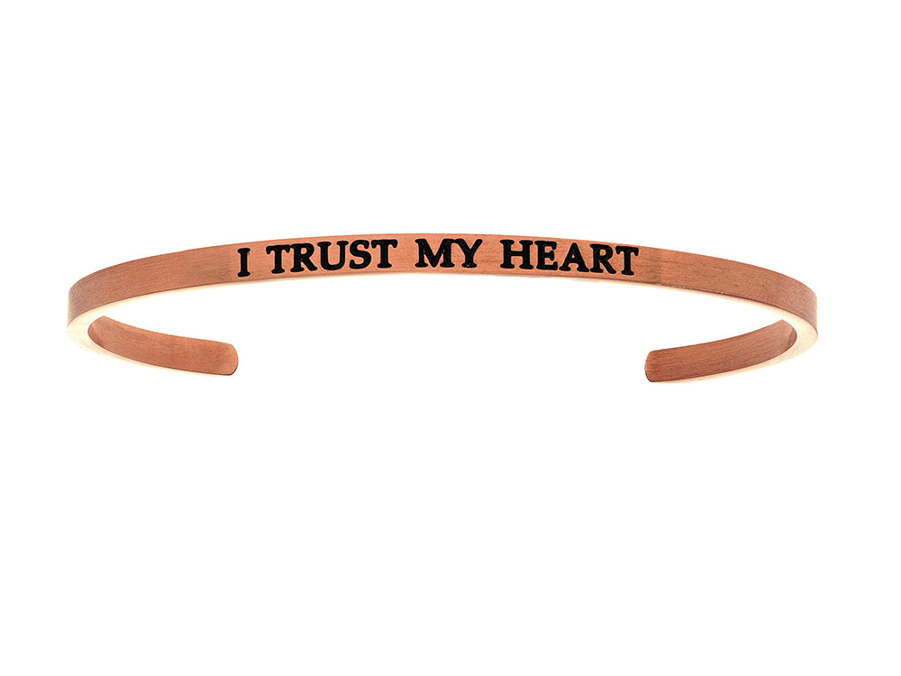 Intuitions Stainless Steel Pink Finish i Trust My Heart Cuff Bangle