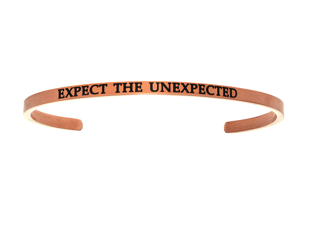 Intuitions Stainless Steel Pink Finish expect The Unexpected Cuff Bangle