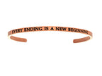 Intuitions Stainless Steel Pink Finish every Ending Is A New Beginning Cuff Bangle