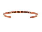 Intuitions Stainless Steel Pink Finish i Count My Blessings Cuff Bangle