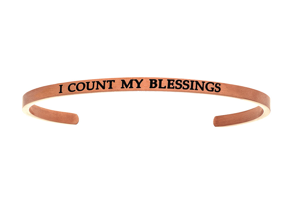 Intuitions Stainless Steel Pink Finish i Count My Blessings Cuff Bangle