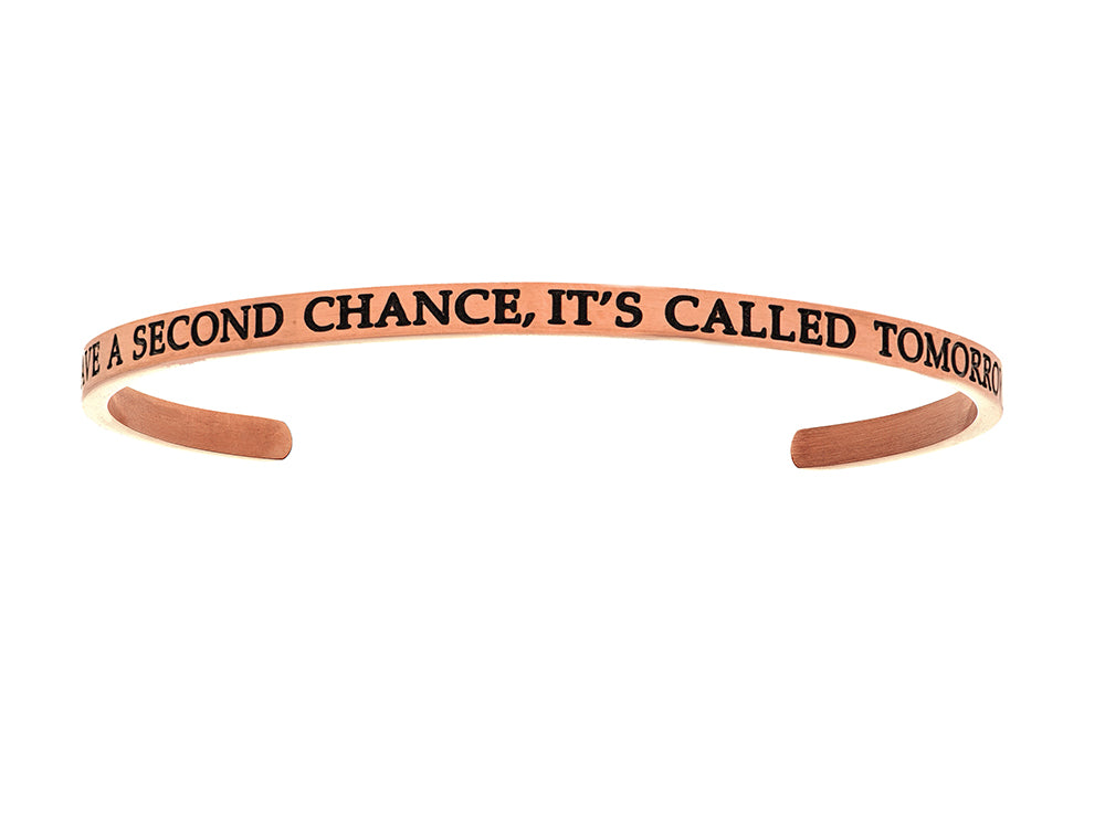 Intuitions Stainless Steel Pink Finish i Have A Second Chance, It's Called Tomorrow Cuff Bangle