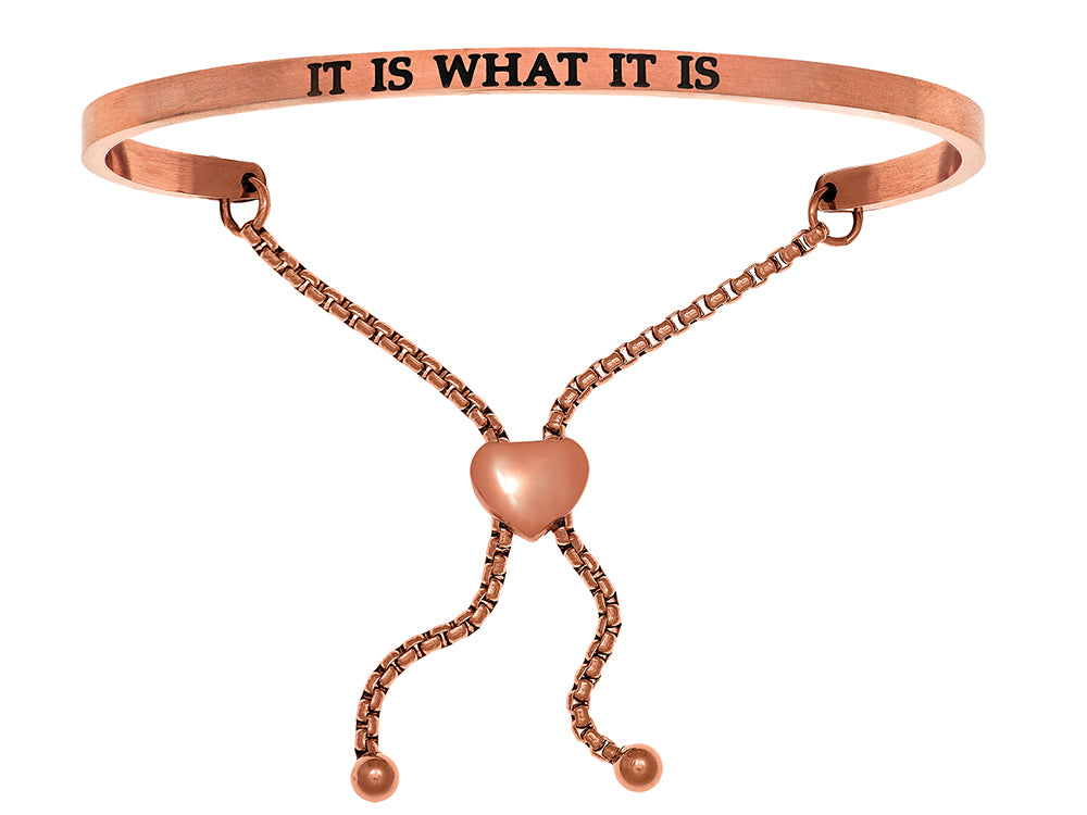 Intuitions Stainless Steel Pink Finish it Is What It Is Adjustable Friendship Bracelet