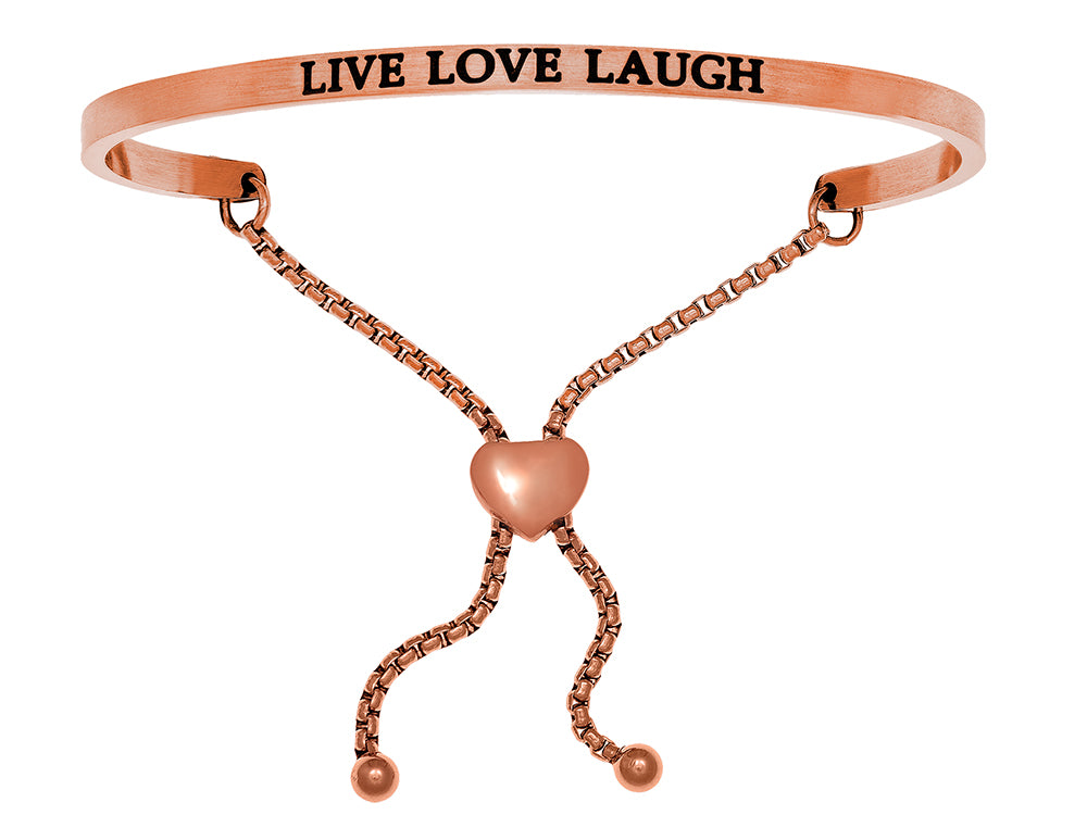 Intuitions Stainless Steel Pink Finish live Love Laugh Adjustable Friendship Bracelet
