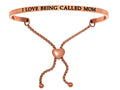 Intuitions Stainless Steel Pink Finish i Love Being Called Mom Adjustable Friendship Bracelet