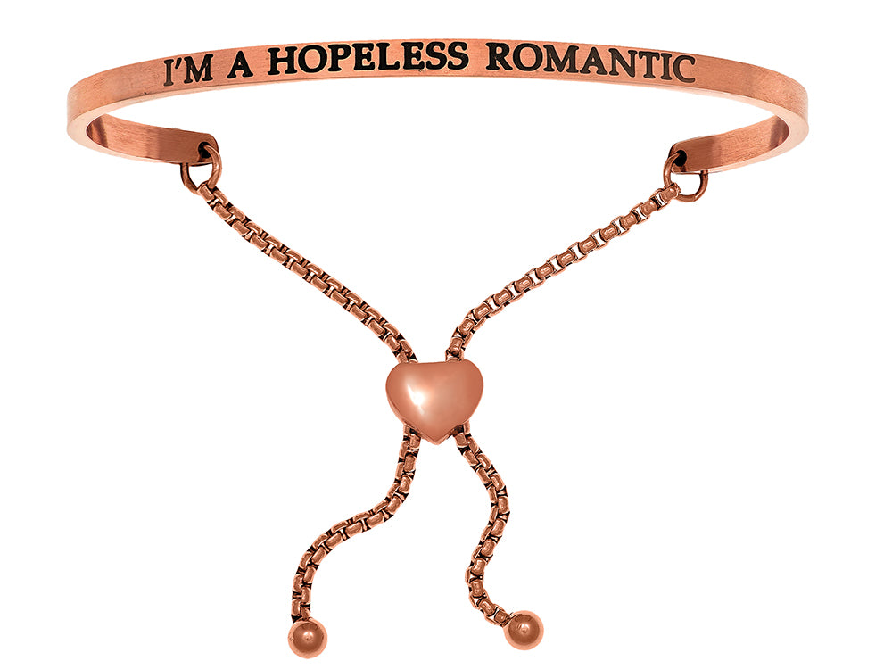 Intuitions Stainless Steel Pink Finish i'm A Hopeless Romantic Adjustable Friendship Bracelet