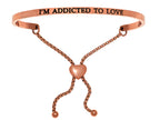 Intuitions Stainless Steel Pink Finish i'm Addicted To Love Adjustable Friendship Bracelet