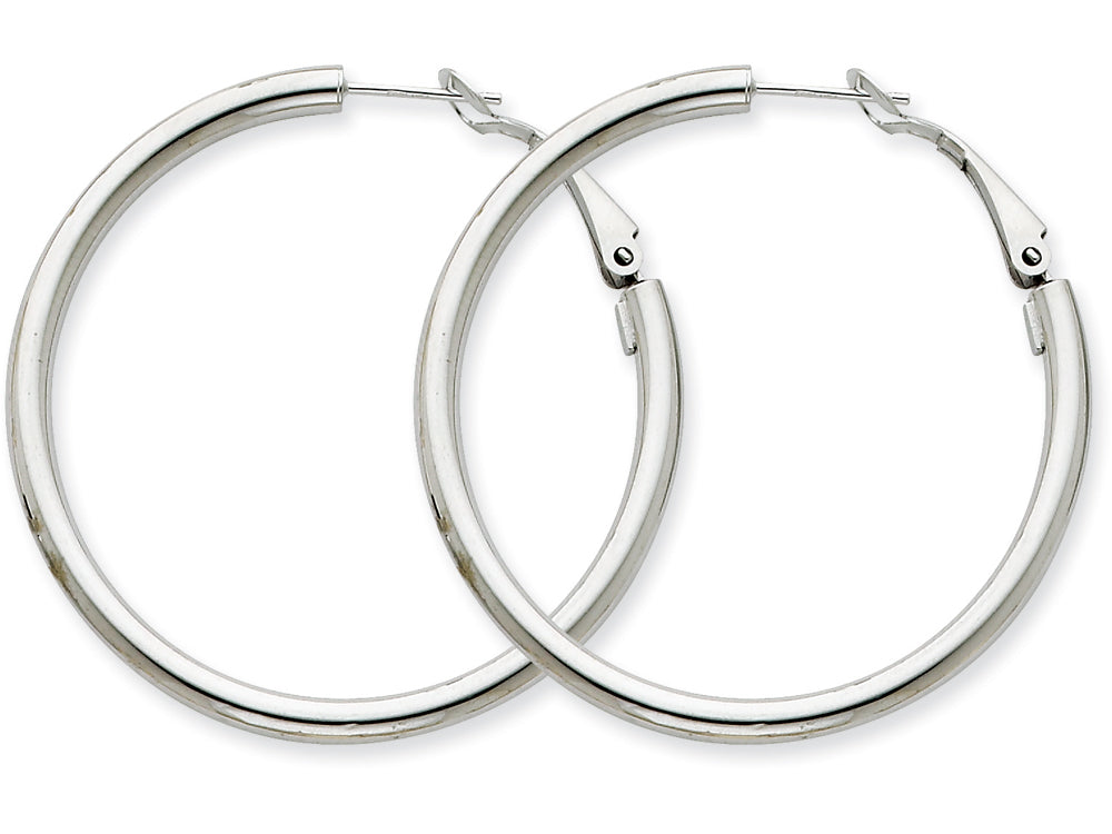 FJC Finejewelers 14k White Gold 3x35mm Polished Round Hoop Earrings