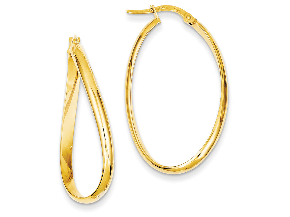 FJC Finejewelers 14k Yellow Gold Twisted Oval Hoop Earrings