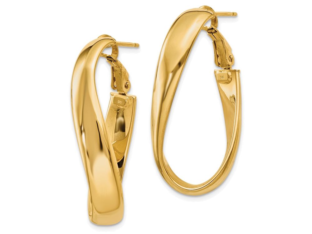 FJC Finejewelers 14k Yellow Gold Twisted Oval Hoop Earrings