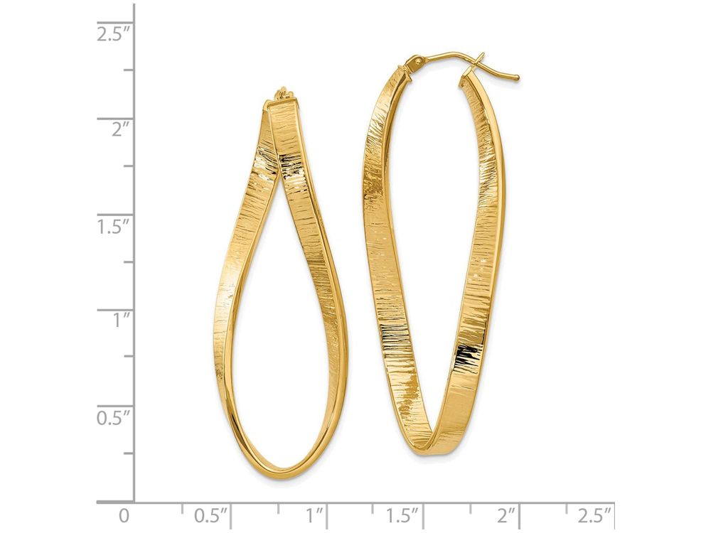 FJC Finejewelers 14k Yellow Gold Textured Twisted Oval Hoop Earrings