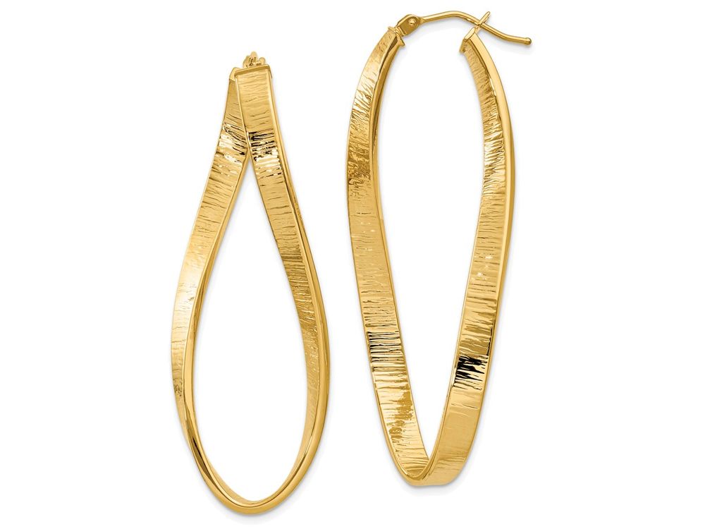 FJC Finejewelers 14k Yellow Gold Textured Twisted Oval Hoop Earrings
