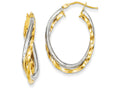 FJC Finejewelers 14k Two-tone Textured And Polished Twist Hoop Earrings
