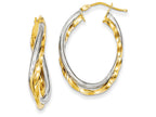 FJC Finejewelers 14k Two-tone Textured And Polished Twist Hoop Earrings