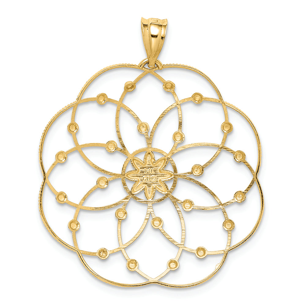 FJC Finejewelers 14k Yellow Gold with Rhodium Bright Cut Spiral Circle Charm