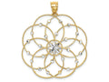 FJC Finejewelers 14k Yellow Gold with Rhodium Bright Cut Spiral Circle Charm