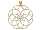 FJC Finejewelers 14k Yellow Gold with Rhodium Bright Cut Spiral Circle Charm