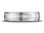 Benchmark® Platinum 6mm Comfort-fit Satin-finished With Parallel Grooves Carved Design Wedding Band Ring
