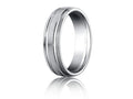 Benchmark® Platinum 6mm Comfort-fit Satin-finished With Parallel Grooves Carved Design Wedding Band Ring