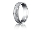 Benchmark® Platinum 6mm Comfort-fit Satin-finished With Parallel Grooves Carved Design Wedding Band Ring