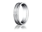 Benchmark® Platinum 6mm Comfort-fit Satin-finished With Parallel Grooves Carved Design Wedding Band Ring