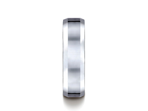 Benchmark® Platinum 6mm Comfort-fit High Polished Carved Design Wedding Band Ring