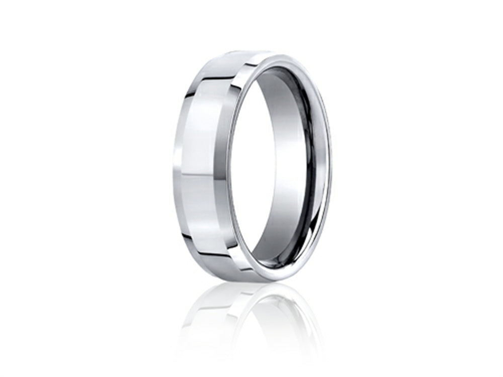 Benchmark® Platinum 6mm Comfort-fit High Polished Carved Design Wedding Band Ring