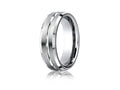 Benchmark® Platinum 6mm Comfort-fit Satin-finished With High Polished Cut Carved Design Wedding Band Ring