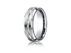 Benchmark® Platinum 6mm Comfort-fit Satin-finished With High Polished Cut Carved Design Wedding Band Ring