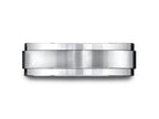 Benchmark® Platinum 7mm Comfort-fit Satin-finished With High Polished Drop Edge Carved Design Wedding Band Ring