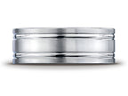 Benchmark® Platinum 8mm Comfort-fit Satin-finished With Parallel Grooves Carved Design Wedding Band Ring