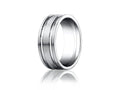 Benchmark® Platinum 8mm Comfort-fit Satin-finished With Parallel Grooves Carved Design Wedding Band Ring