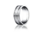 Benchmark® Platinum 8mm Comfort-fit Satin-finished With Parallel Grooves Carved Design Wedding Band Ring