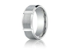 Benchmark® Platinum 8mm Comfort-fit Satin-finished Grooves Carved Design Wedding Band Ring