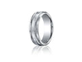 Benchmark® Platinum 7.5mm Comfort-fit Satin-finished Rope Carved Design Wedding Band Ring