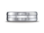 Benchmark® Platinum 7.5mm Comfort-fit Satin-finished High Polished Center Cut Carved Design Wedding Band Ring