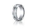 Benchmark® Platinum 7.5mm Comfort-fit Satin-finished High Polished Center Cut Carved Design Wedding Band Ring