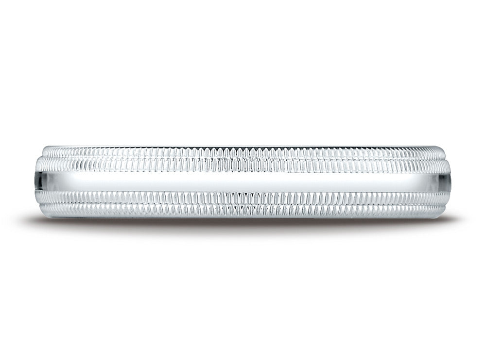 Benchmark® Platinum 4mm Slightly Domed Standard Comfort-fit Wedding Band / Ring With Double Milgrain