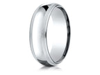 Benchmark® Platinum 7mm Slightly Domed Standard Comfort-fit Wedding Band / Ring With Double Milgrain