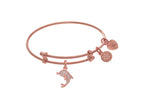Brass With Pink Finish Charm On Pink Angelica Collection Tween Bangle (Small)