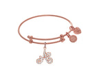 Angelica Collection Brass With Pink Finish Charm Initial A On Pink Ang Lica Tween Bangle (Small)