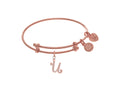 Brass With Pink Finish Charm Initial U On Pink Angelica Tween Bangle (Small)
