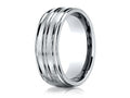 Benchmark® Platinum 8mm Comfort-fit Satin-finished Polished-Center Round Edge Wedding Band Ring