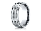 Benchmark® Platinum 8mm Comfort-fit Satin-finished Polished-Center Round Edge Wedding Band Ring