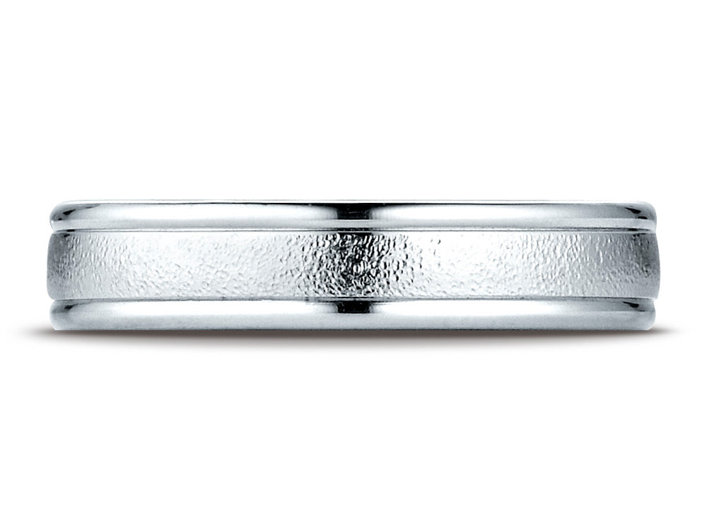 Benchmark® 14k Gold 4mm Comfort-fit Wired-finished High Polished Round Edge Carved Design Wedding Band Ring