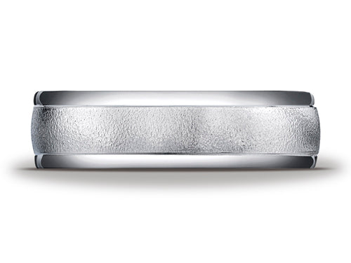Benchmark® Platinum 6mm Comfort-fit Wired-finished High Polished Round Edge Carved Design Wedding Band Ring