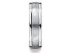 Benchmark® Platinum 6mm Comfort-fit Satin-finished High Polished Round Edge Carved Design Wedding Band Ring