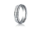 Benchmark® Platinum 6mm Comfort-fit Satin-finished Polished Center Cuts And Carved Design Wedding Band Ring